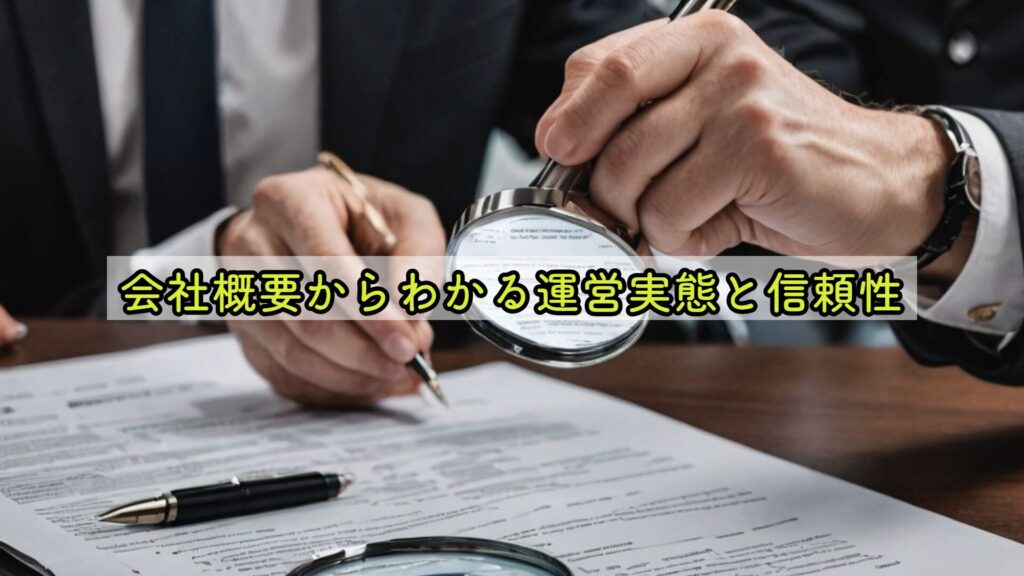 会社概要からわかる運営実態と信頼性