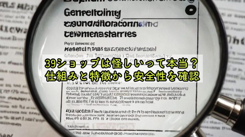 39ショップは怪しいって本当？仕組みと特徴から安全性を確認