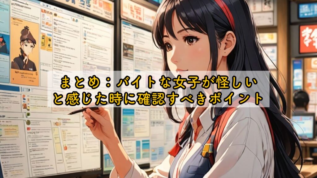 まとめ:バイトな女子が怪しいと感じた時に確認すべきポイント