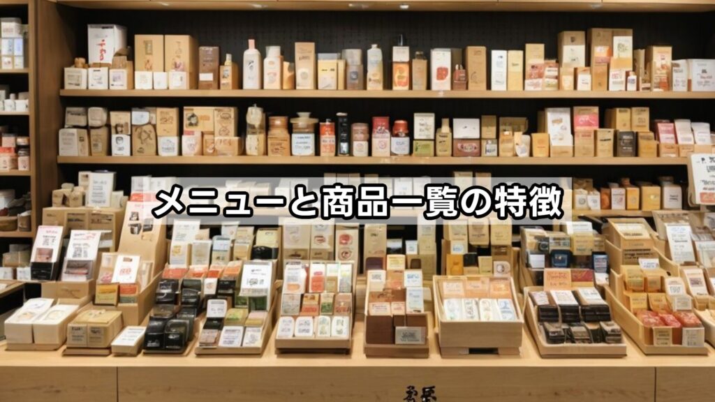メニューと商品一覧の特徴
