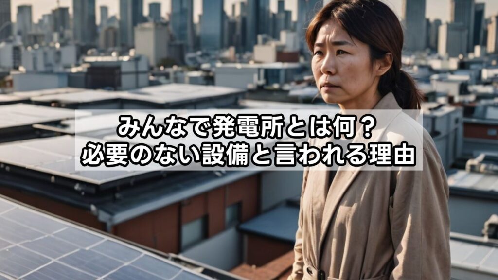 みんなで発電所とは何?必要のない設備と言われる理由