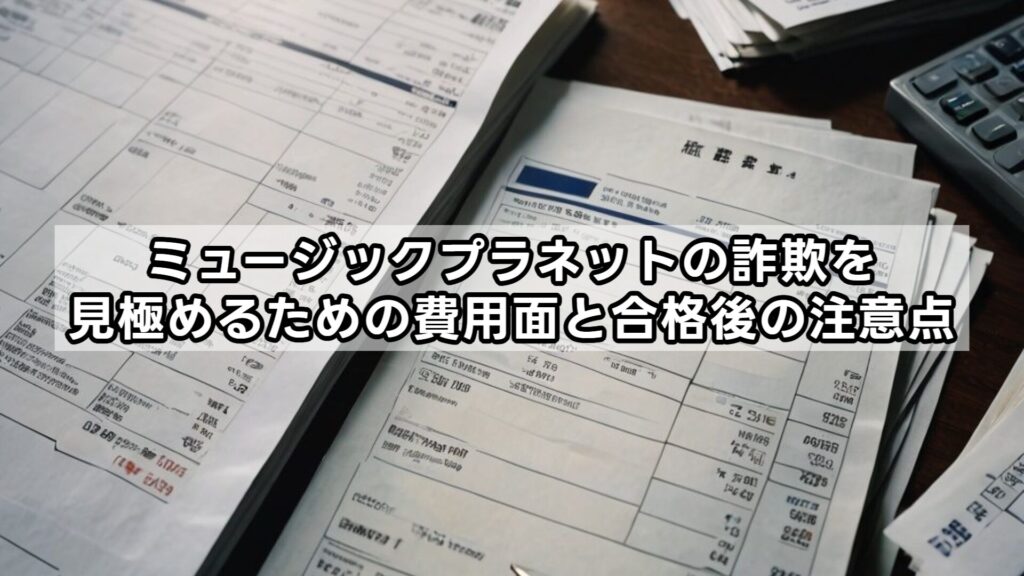 ミュージックプラネットの詐欺を見極めるための費用面と合格後の注意点