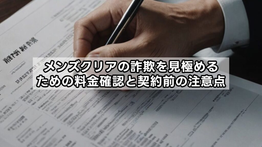 メンズクリアの詐欺を見極めるための料金確認と契約前の注意点